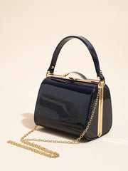 Pearlescent Patent Shell Clutch