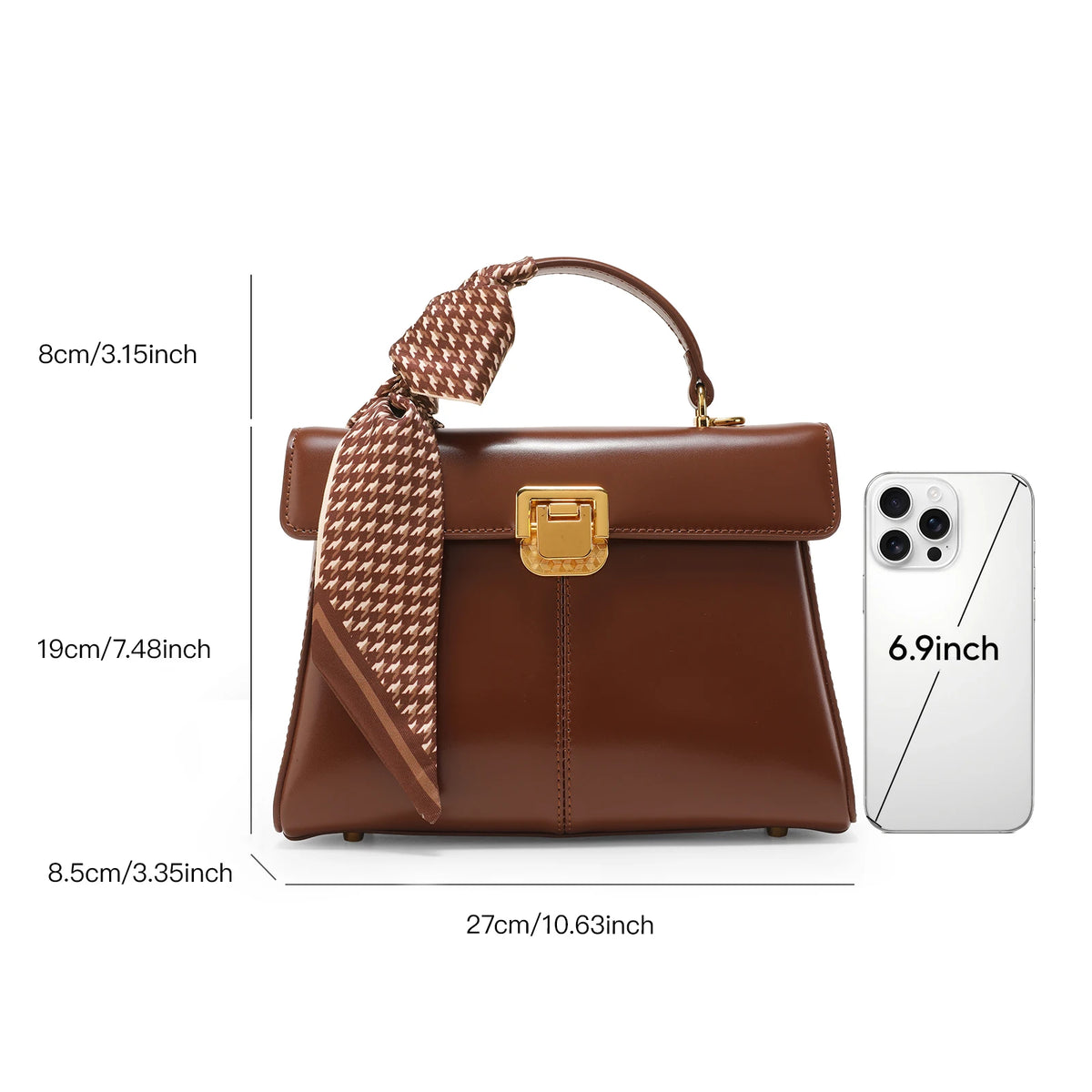 Scarf Detail Leather Handbag