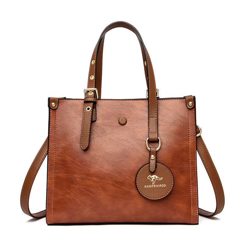 Three Layer Leather Tote