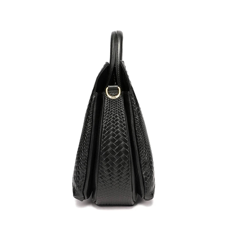 Woven Cowhide Commuter Handbag