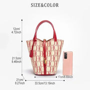 Printed Lock Bucket Handbag