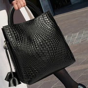 Woven Cowhide Commuter Handbag