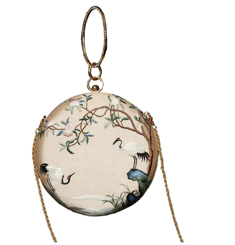 Embroidered Circular Mini Bag