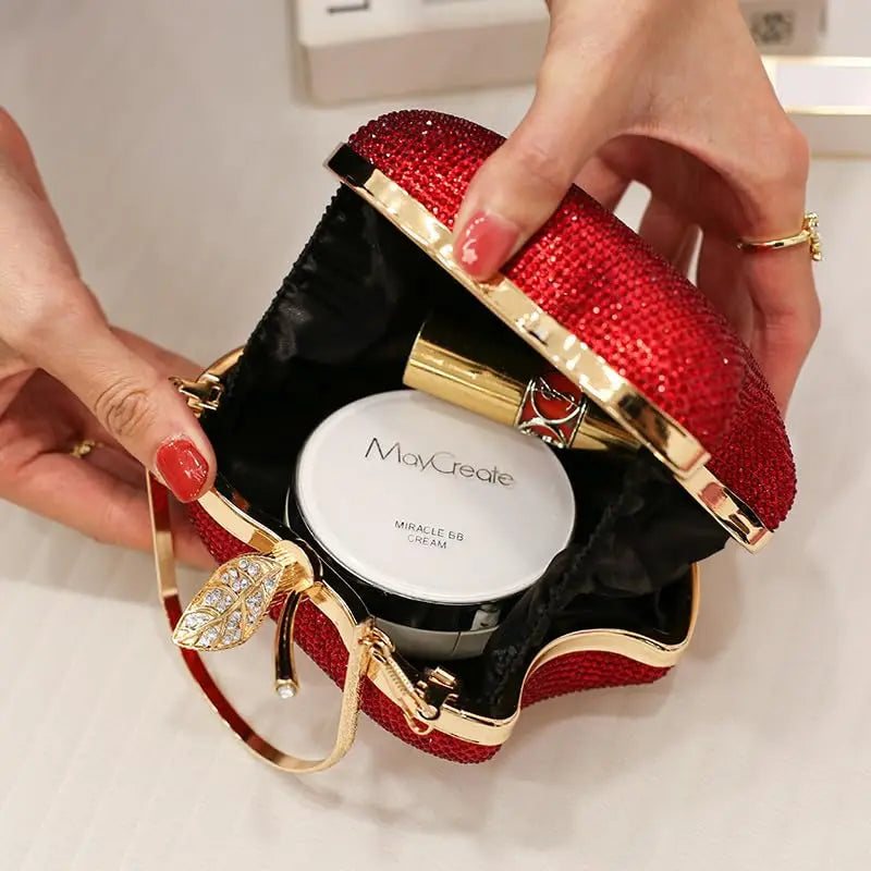 Apple Rhinestone Crystal Clutch