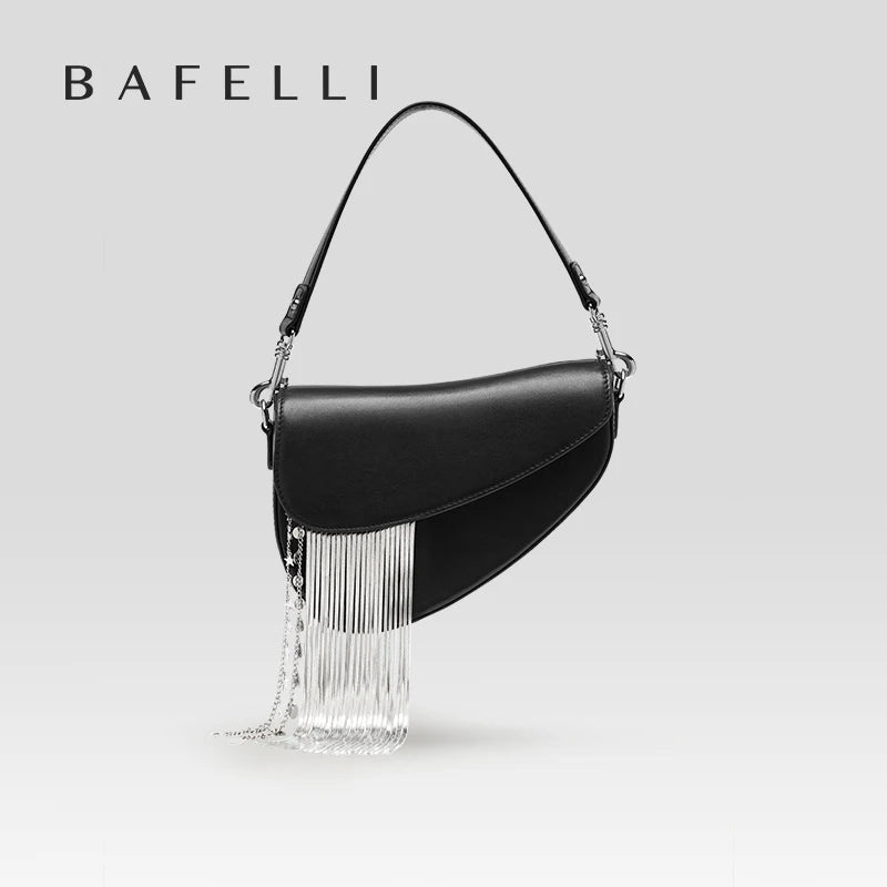 Leather Tassel Saddle Bag
