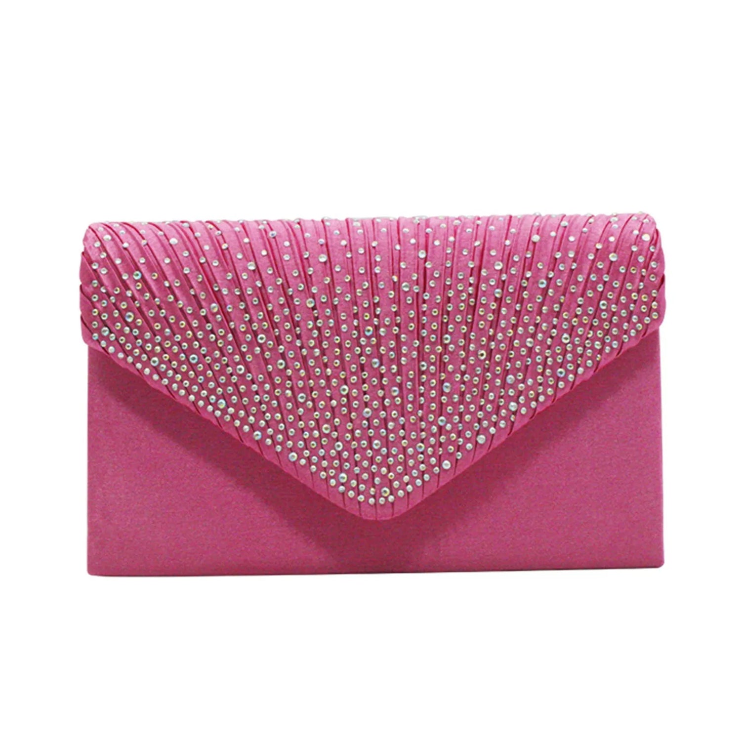 Satin Rhinestone Envelope Clutch