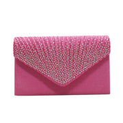 Satin Rhinestone Envelope Clutch