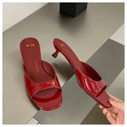 Patent Open Toe Mules
