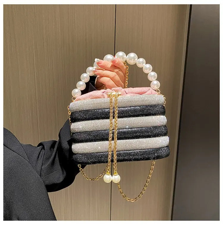 Pearl Metallic Bucket Clutch