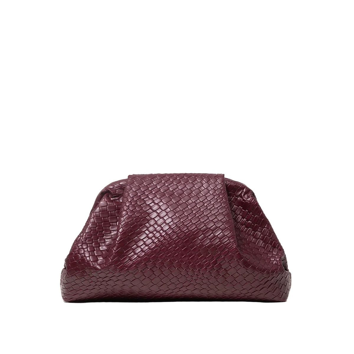 Woven Burgundy Kisslock Clutch