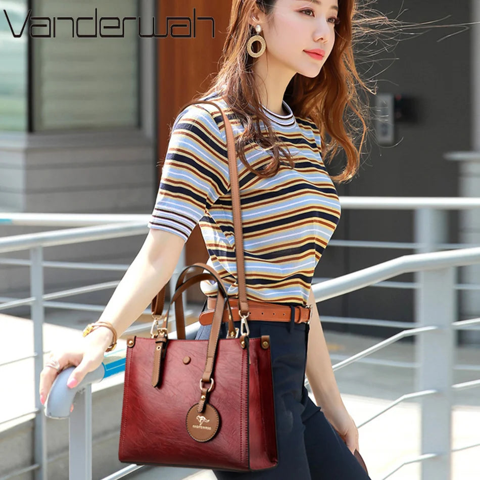 Three Layer Leather Tote