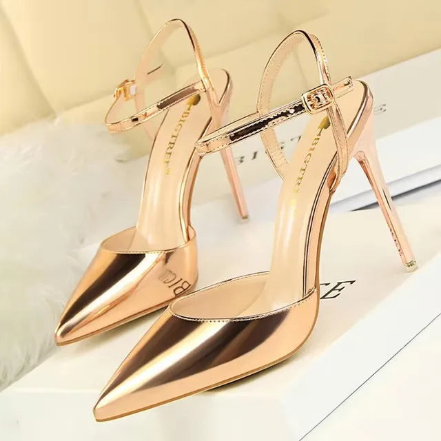 Patent Stiletto Evening Pumps