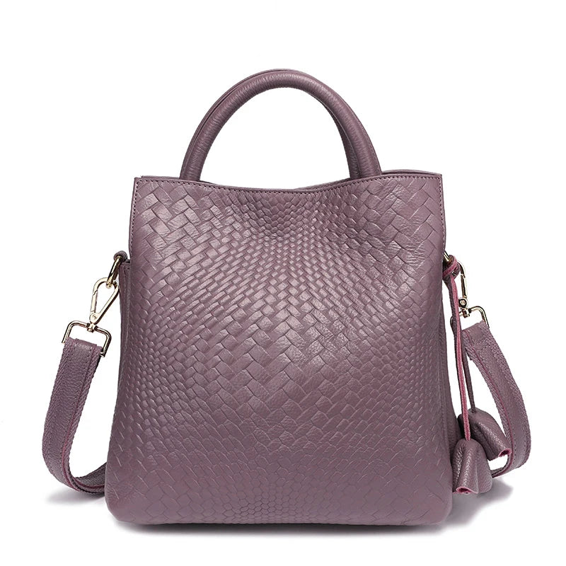 Woven Cowhide Commuter Handbag