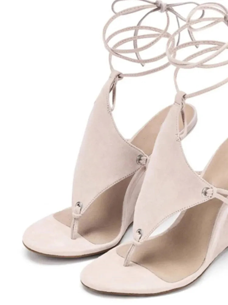 Lace Up Wedge Sandals