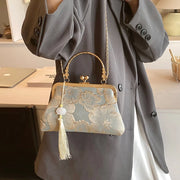 Embroidered Silk Square Clutch