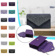 Satin Rhinestone Envelope Clutch