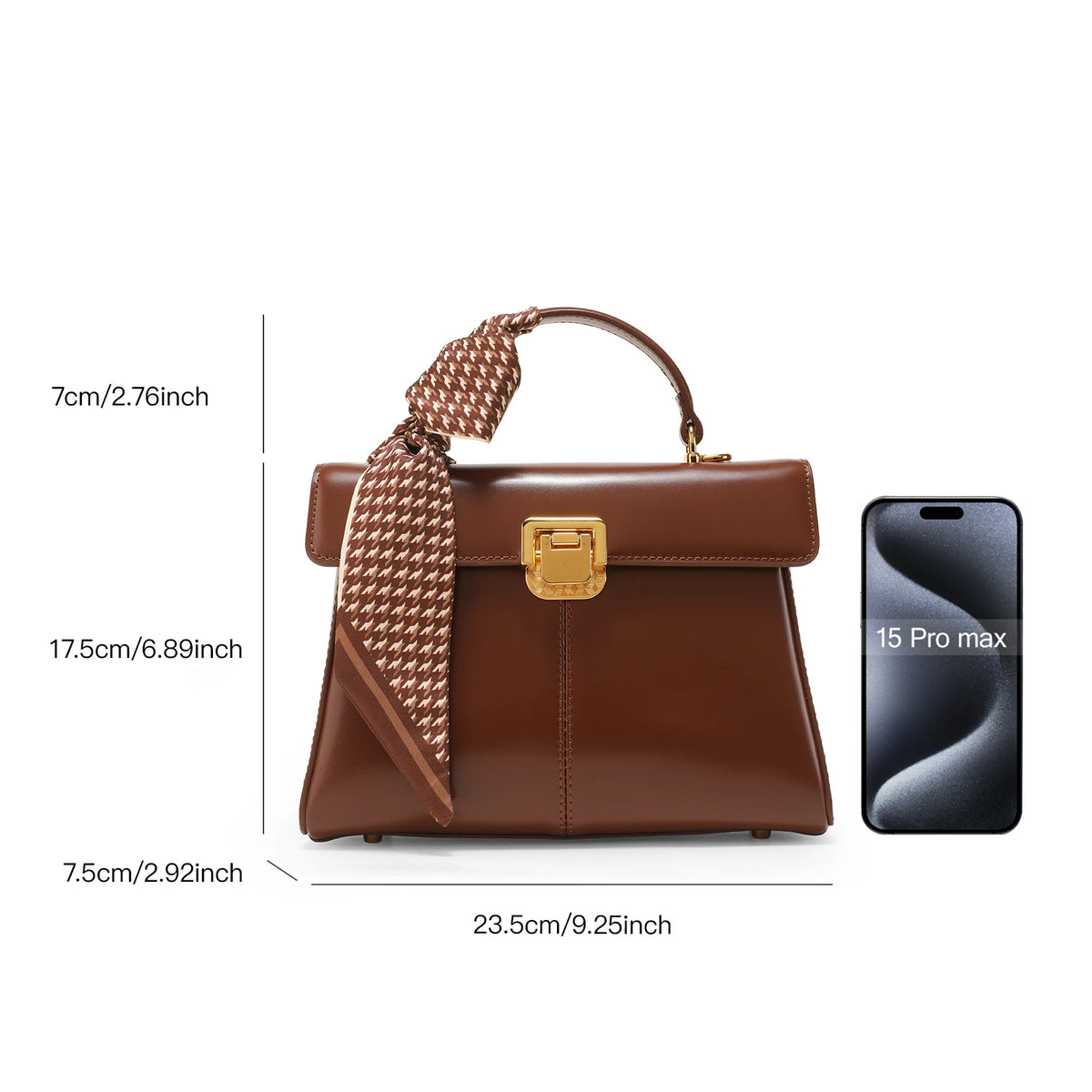 Scarf Detail Leather Handbag