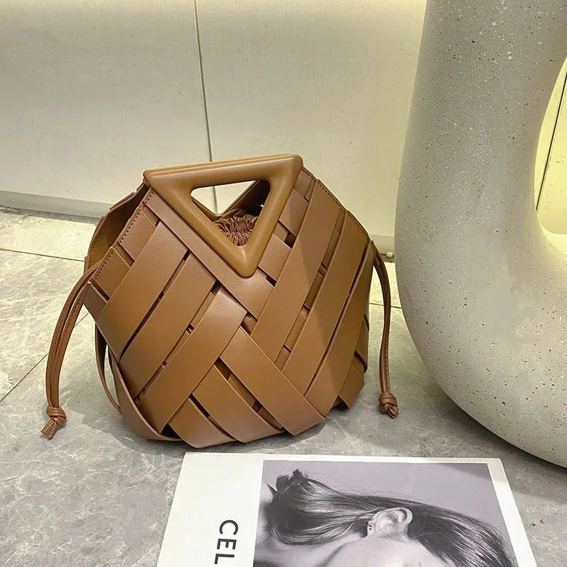 Woven Vegan Leather Tote