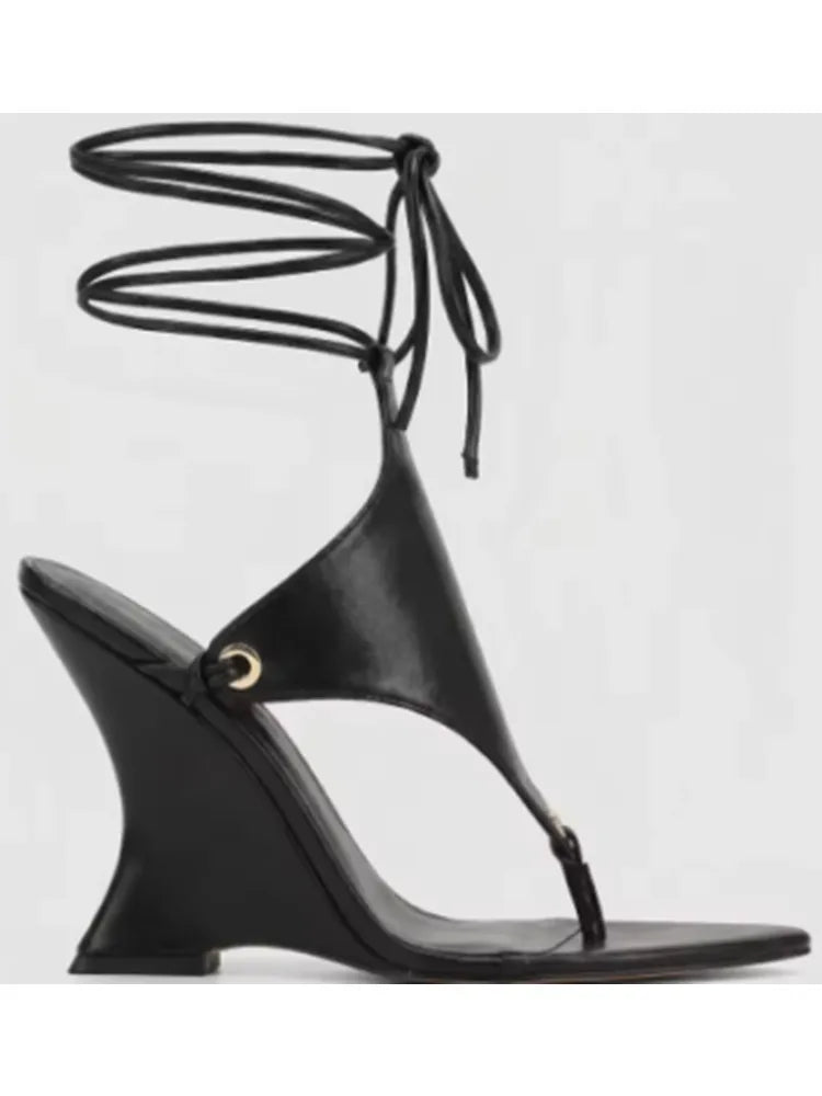 Lace Up Wedge Sandals