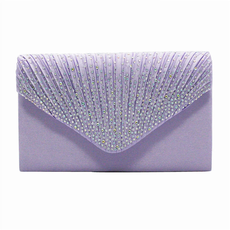 Satin Rhinestone Envelope Clutch