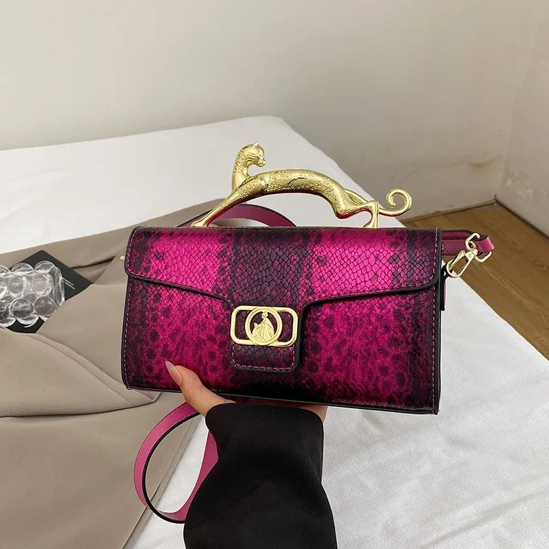 New Ladies Metal Buckle Simple Fashion Shoulder Bag Party Commuting Bag Women Luxury Brand Design PU Leather Bag