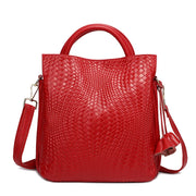 Woven Cowhide Commuter Handbag
