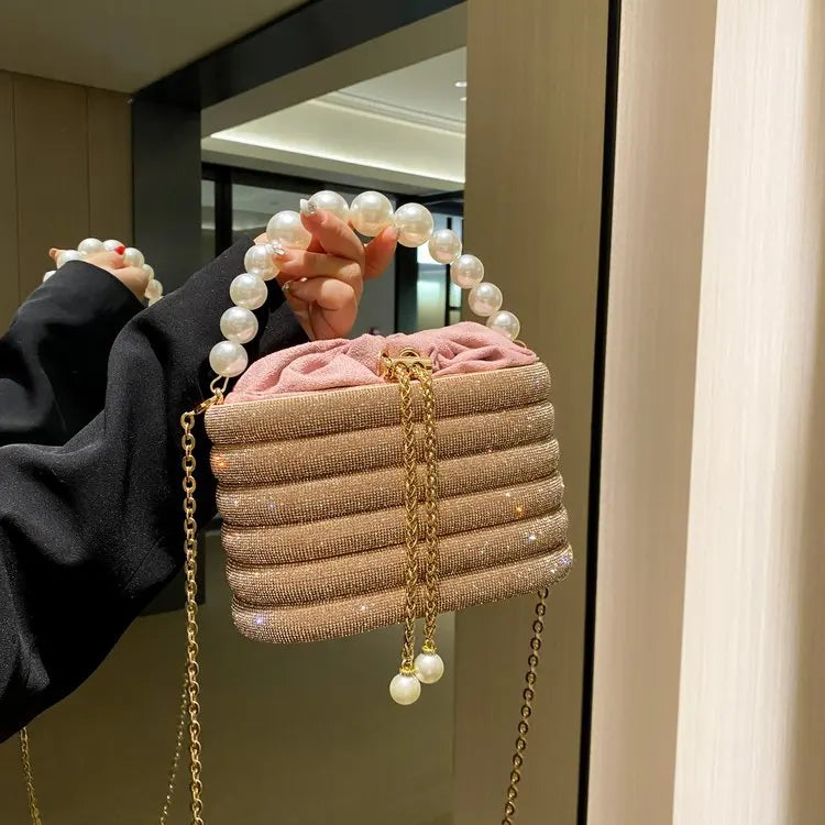 Pearl Metallic Bucket Clutch