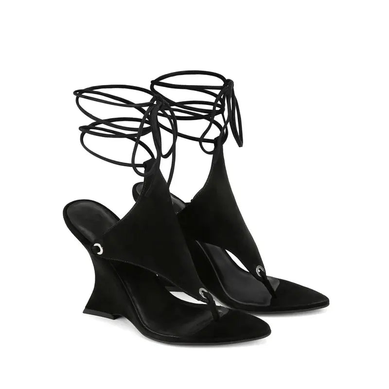 Lace Up Wedge Sandals