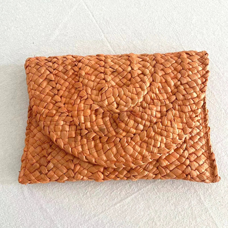 Straw Knitted Envelope Clutch