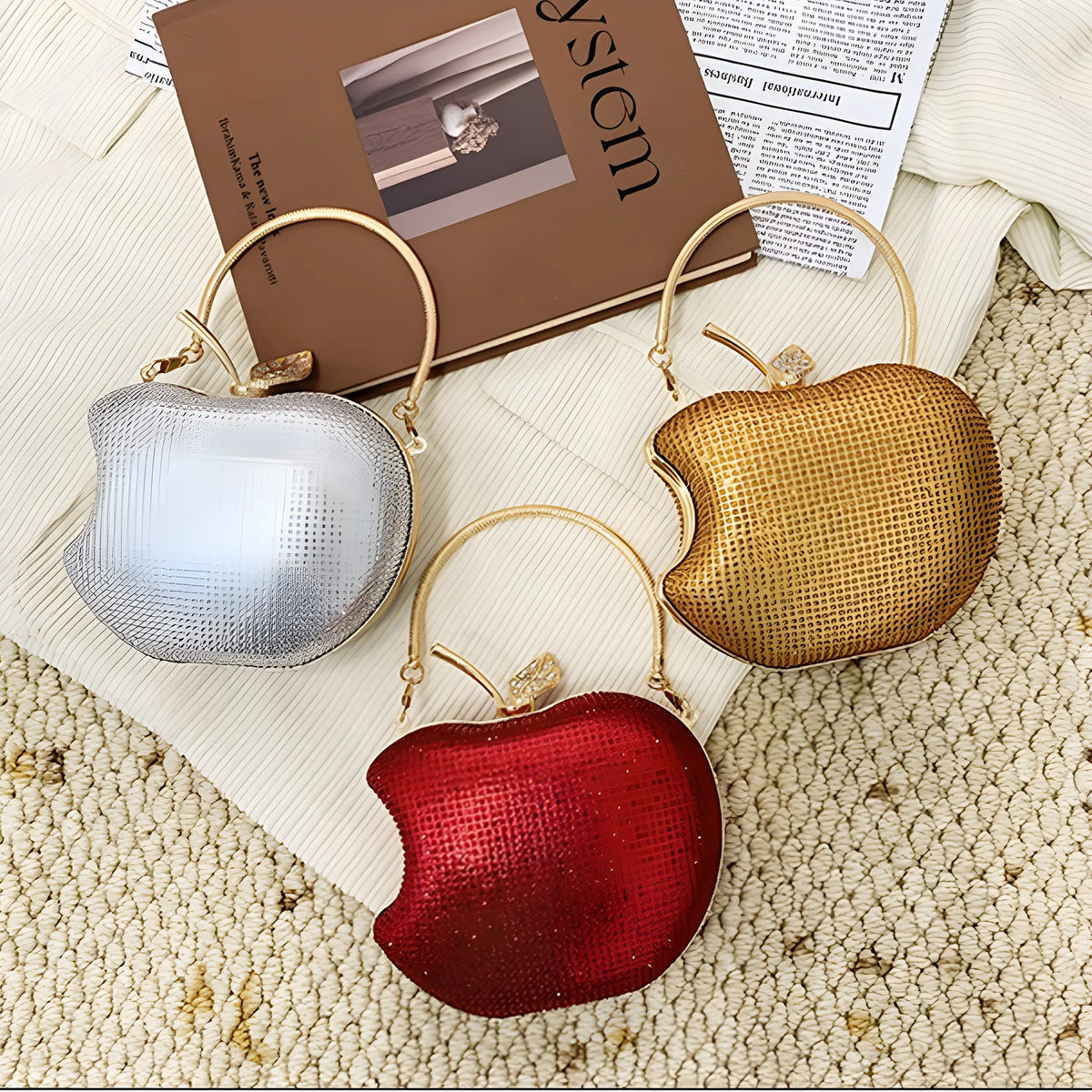 Apple Rhinestone Crystal Clutch