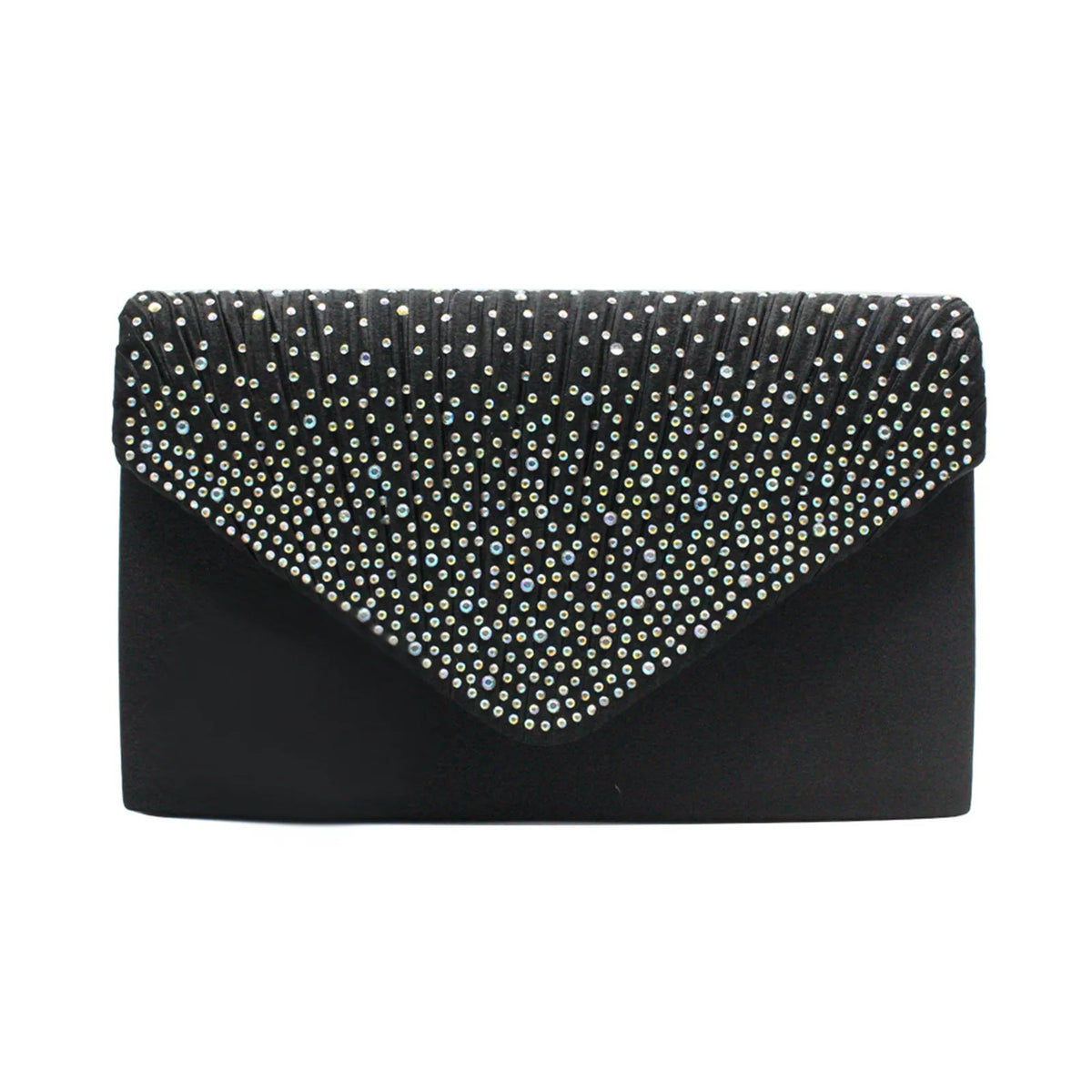 Satin Rhinestone Envelope Clutch