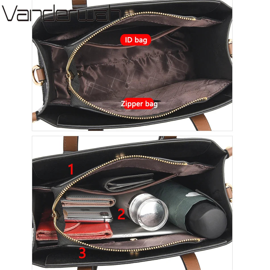 Three Layer Leather Tote