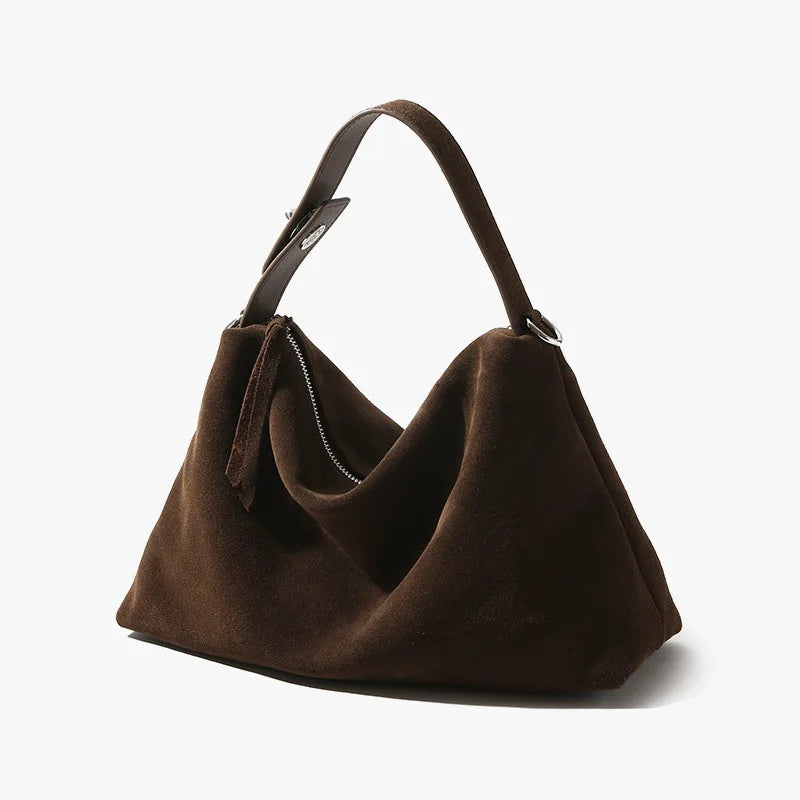 Suede Boston Shoulder Bag