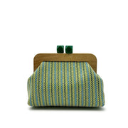 Striped Straw Shell Clutch