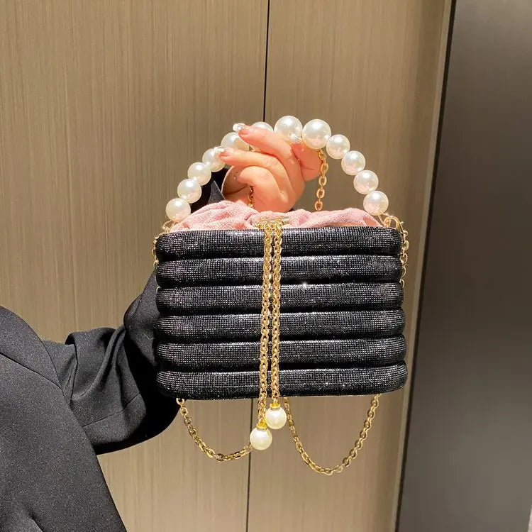 Pearl Metallic Bucket Clutch