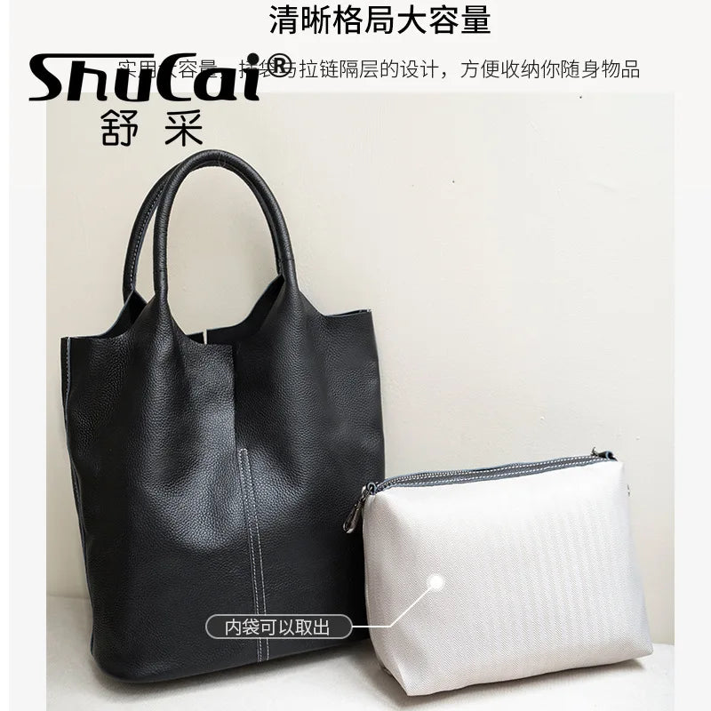 Soft Cowhide Bucket Tote