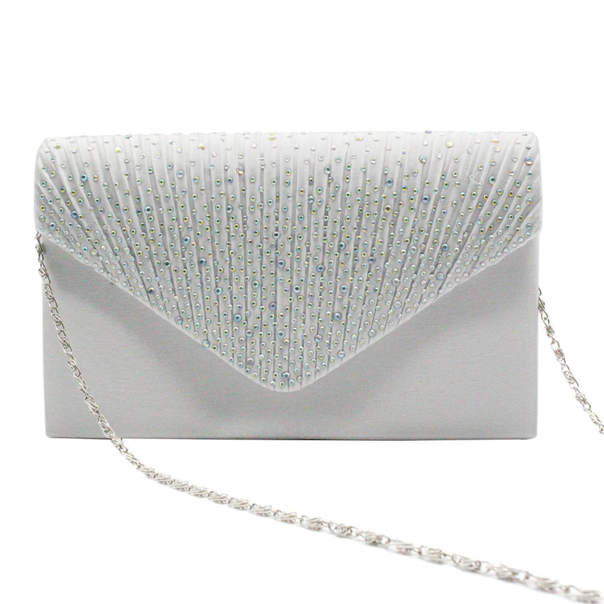Satin Rhinestone Envelope Clutch
