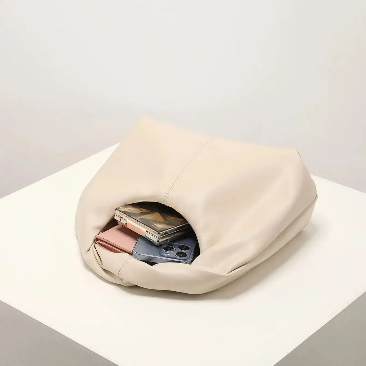 Ruched Twist Square Clutch