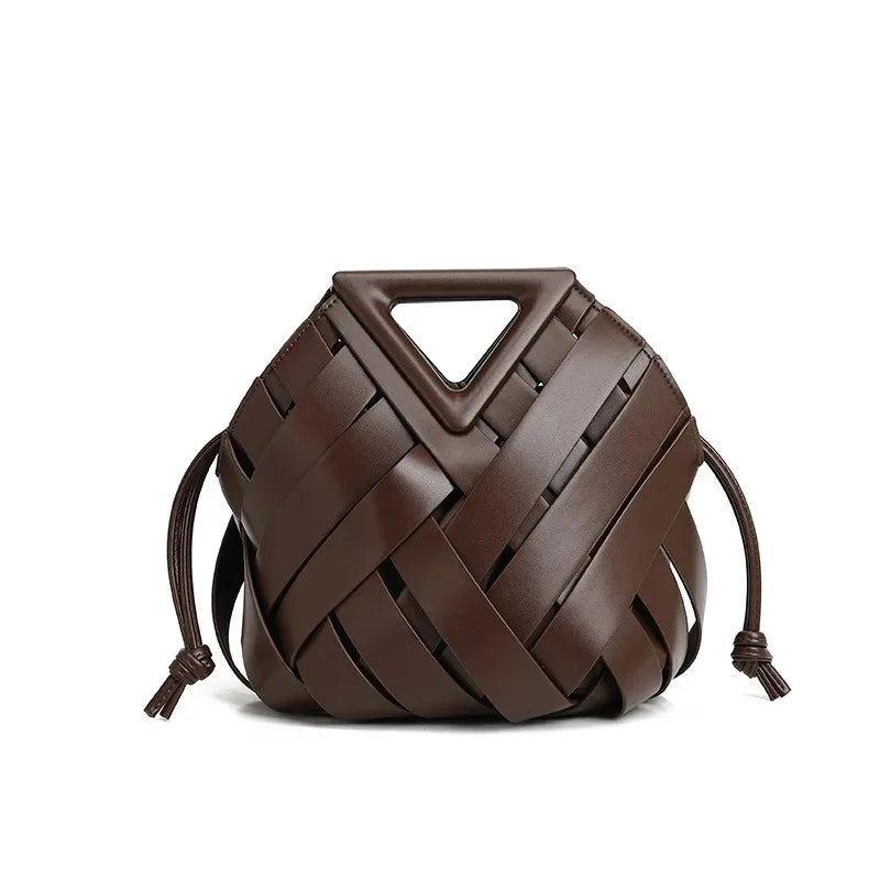 Woven Vegan Leather Tote