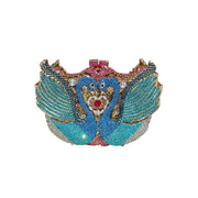 Swan Rhinestone Metal Clutch