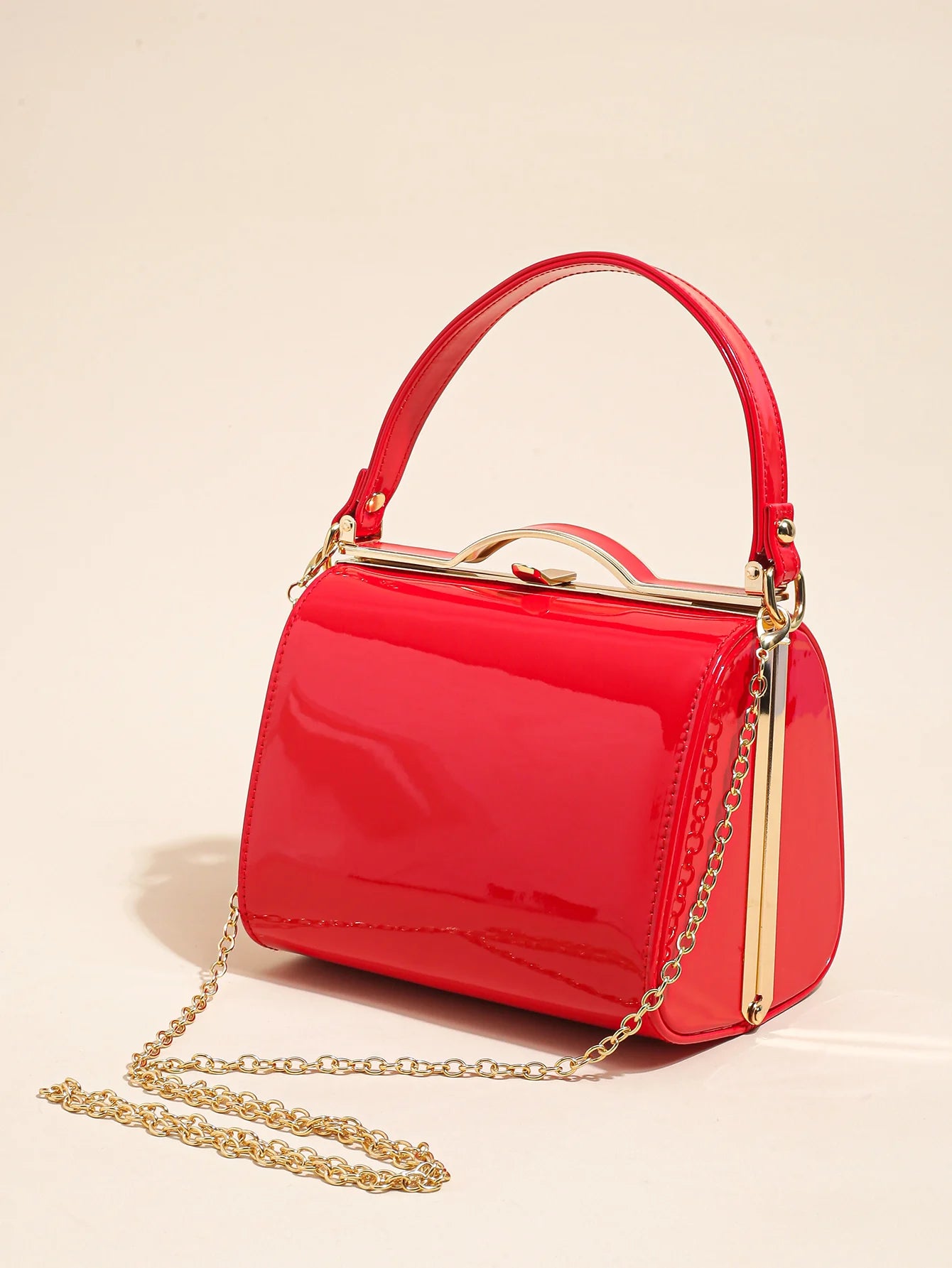 Pearlescent Patent Shell Clutch