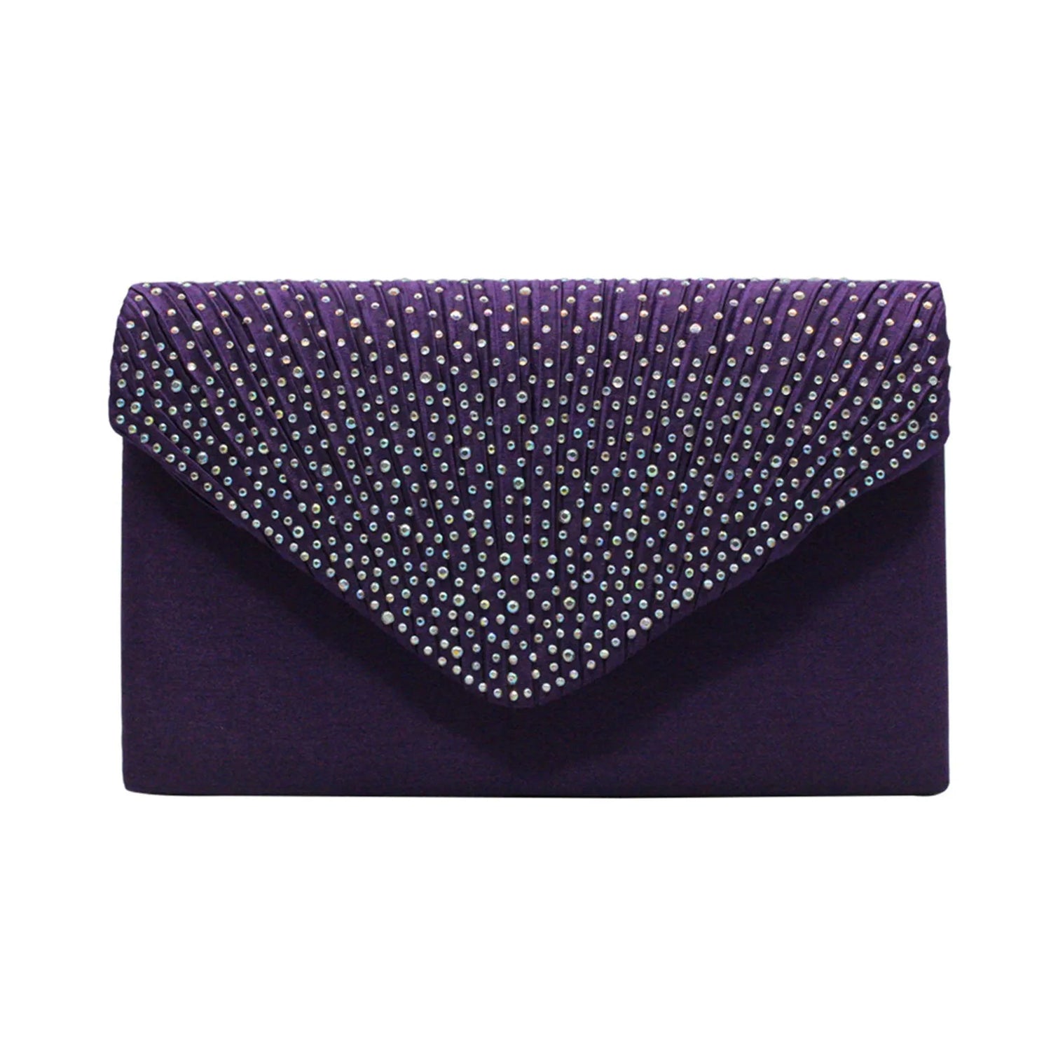 Satin Rhinestone Envelope Clutch