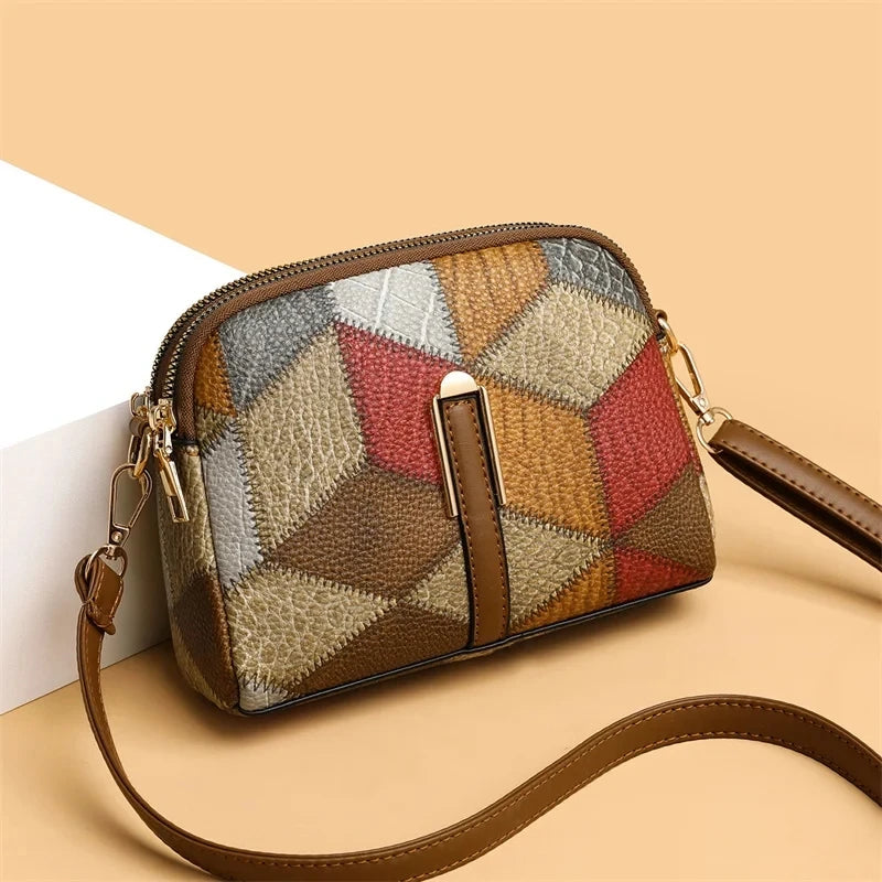 Plaid Fur Accent Satchel