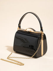 Pearlescent Patent Shell Clutch