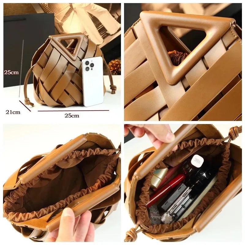 Woven Vegan Leather Tote