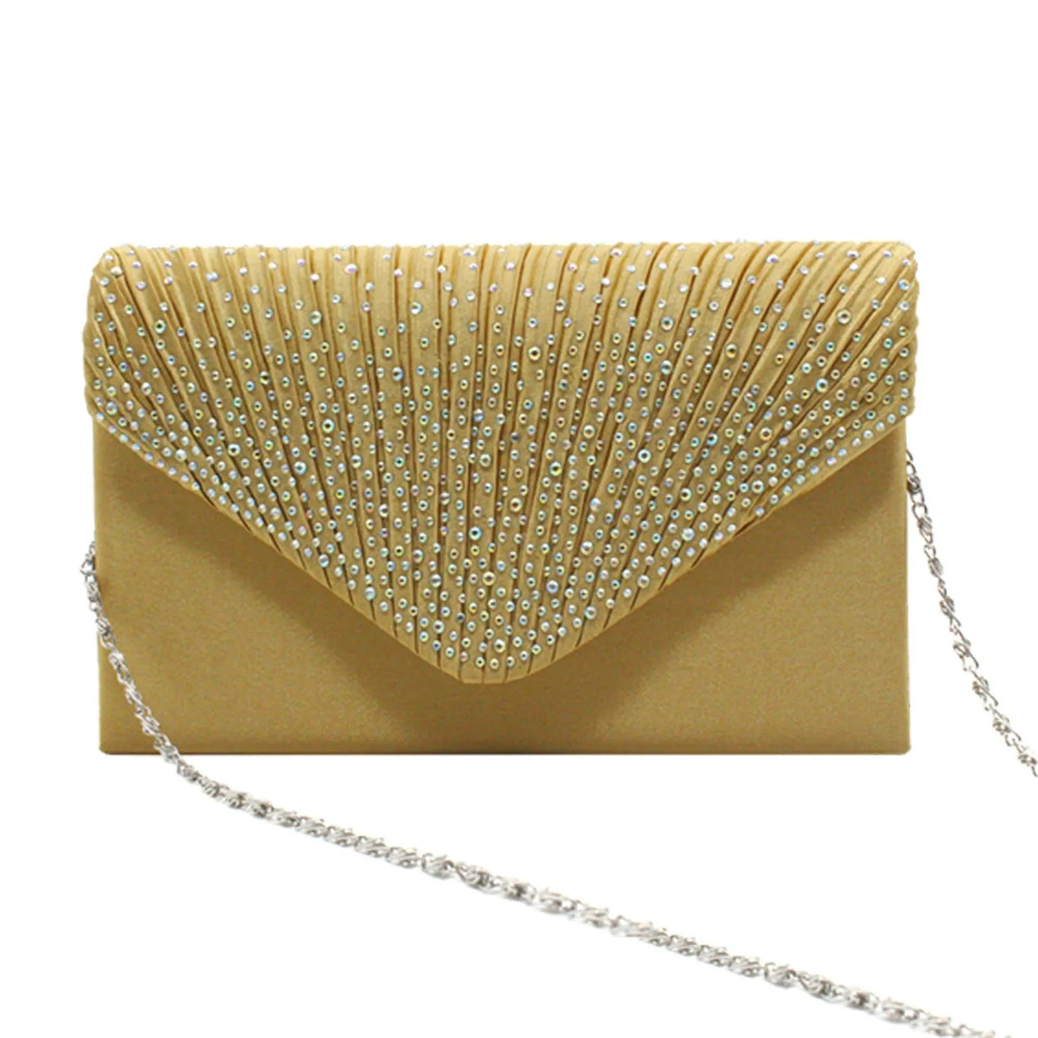 Satin Rhinestone Envelope Clutch
