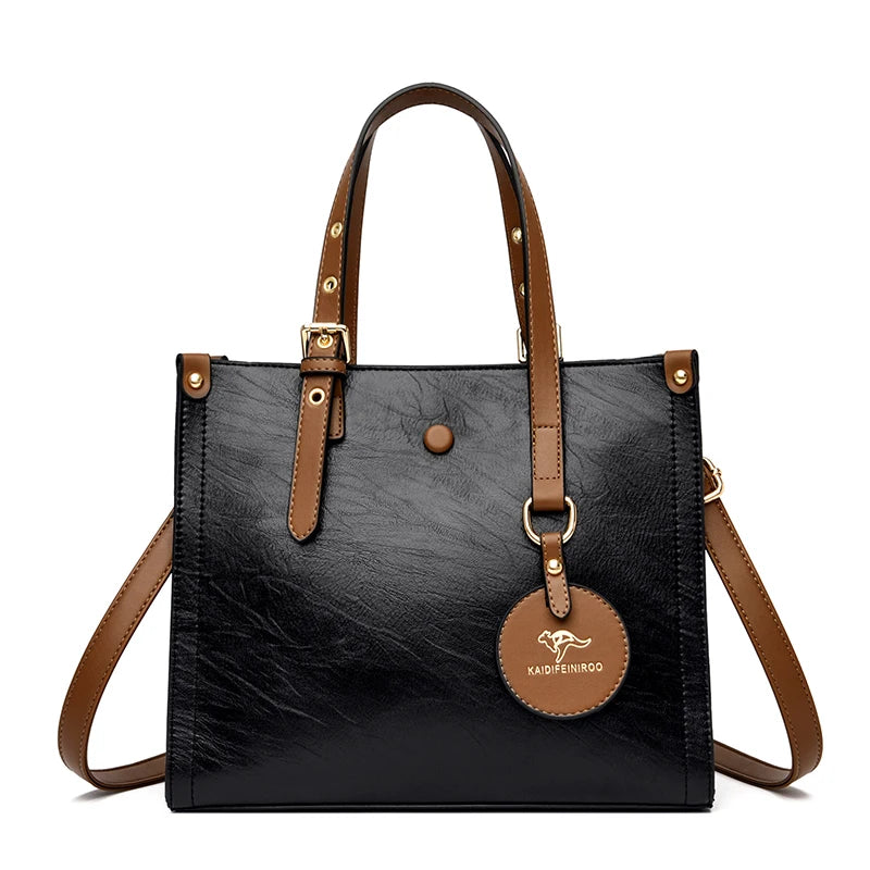 Three Layer Leather Tote