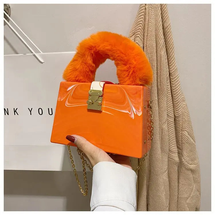 Faux Fur Box Clutch