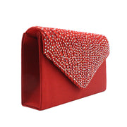 Satin Rhinestone Envelope Clutch
