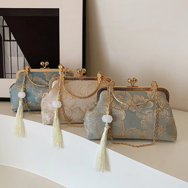 Embroidered Silk Square Clutch